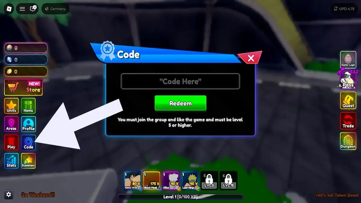 How to redeem codes in Latest Re:Rangers X
