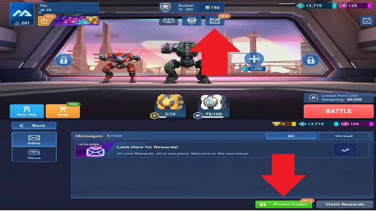 How to redeem codes in Mech Arena