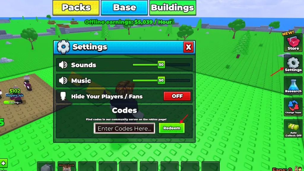 How to redeem codes in Mini Cup