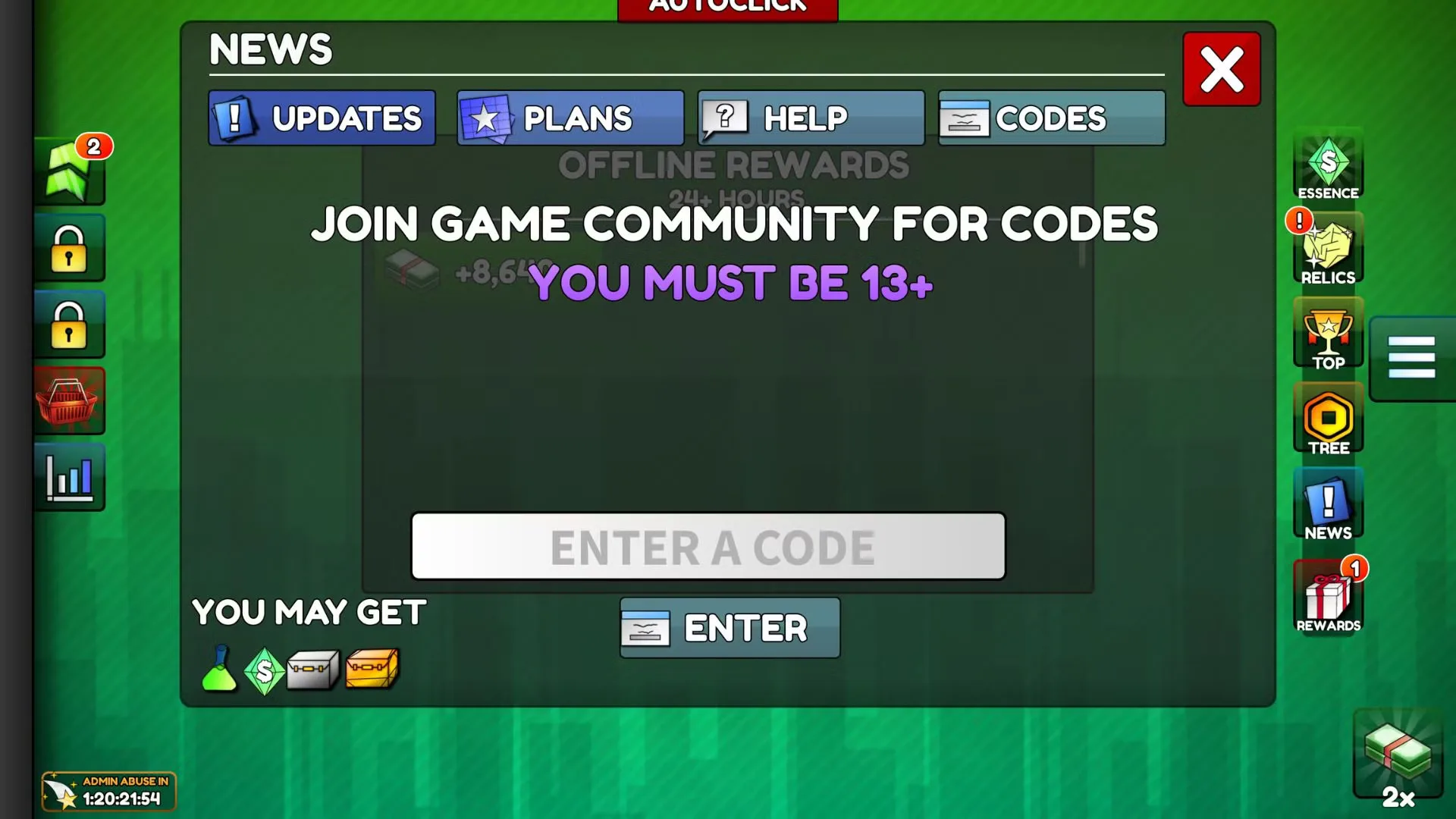 How to redeem codes in Money Clicker Incremental