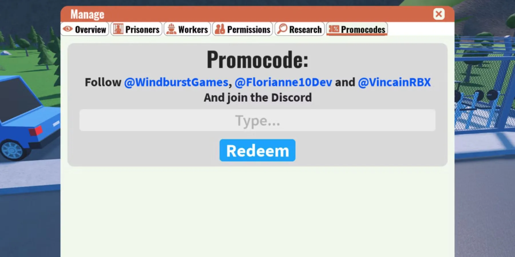How to redeem codes in My Prison