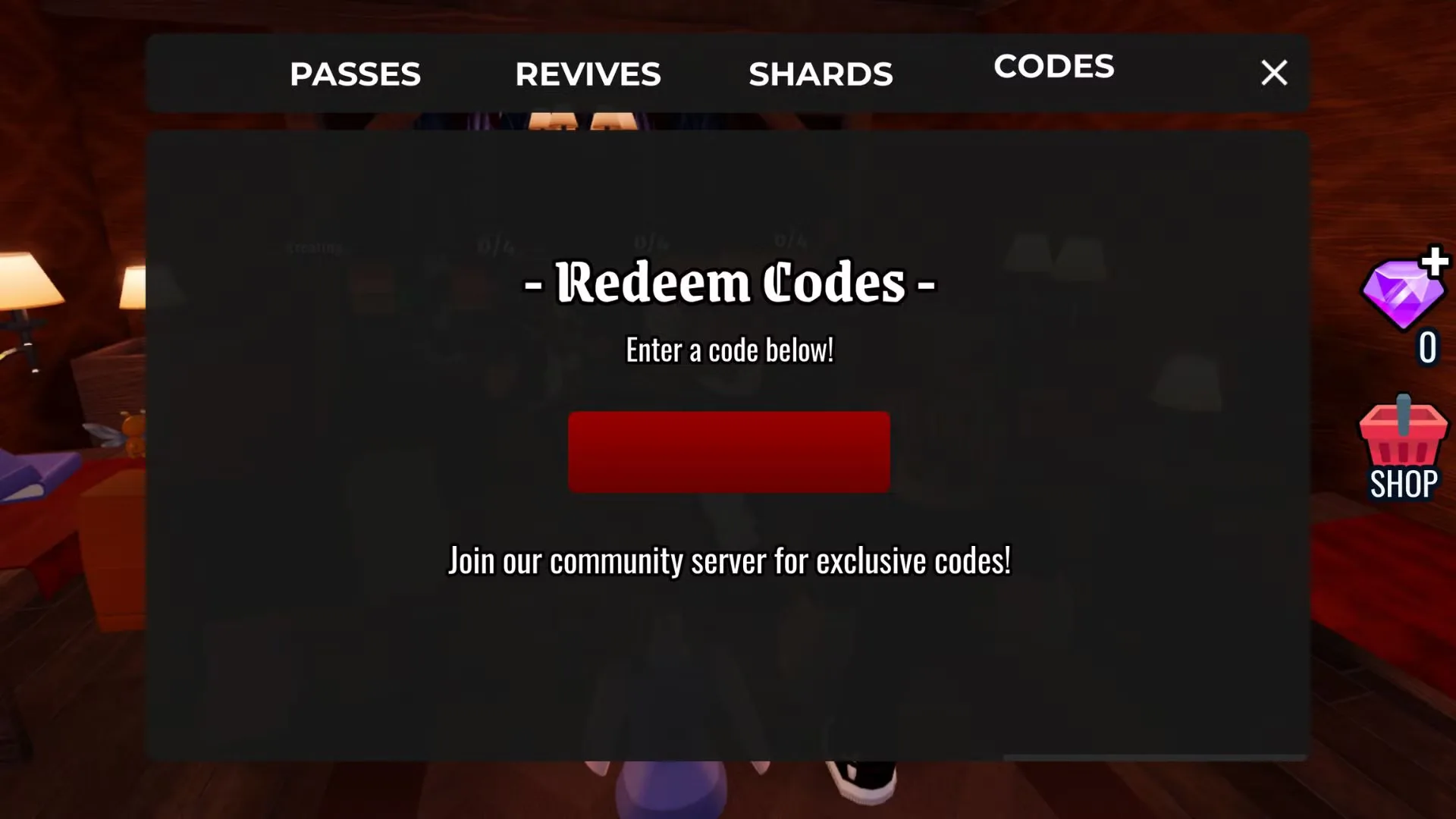How to redeem codes in Night At The Infirmary