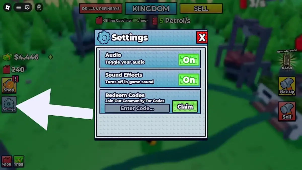 How to redeem codes in Oil Empire