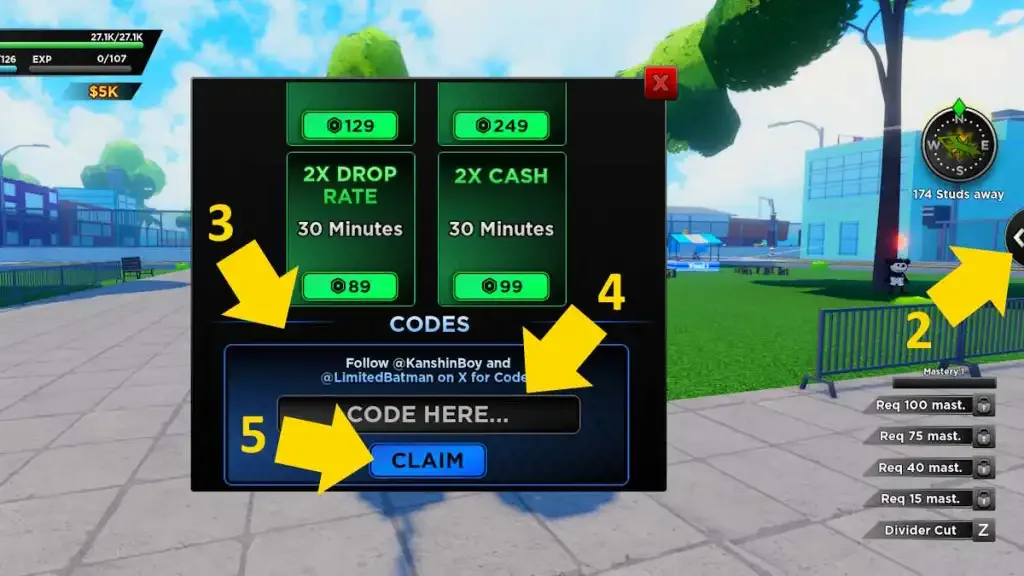 How to redeem codes in One Punch Ultimate