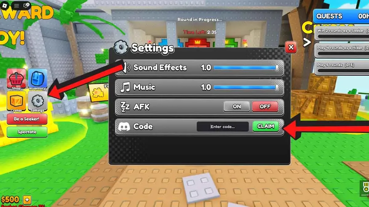 How to redeem codes in Paint and Seek