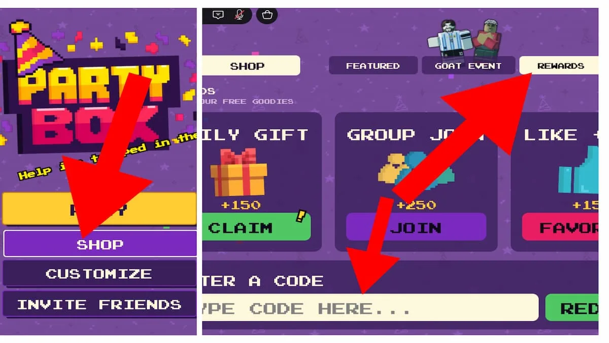 How to redeem codes in PartyBox