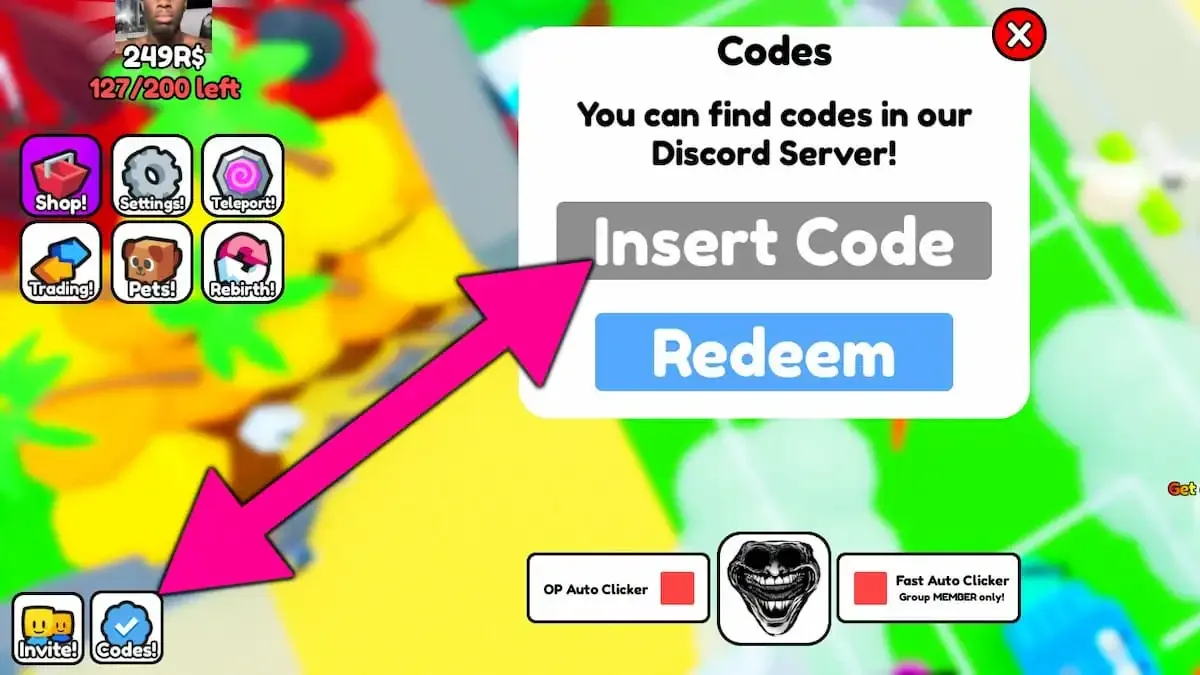 How to redeem codes in Phonk Clicker