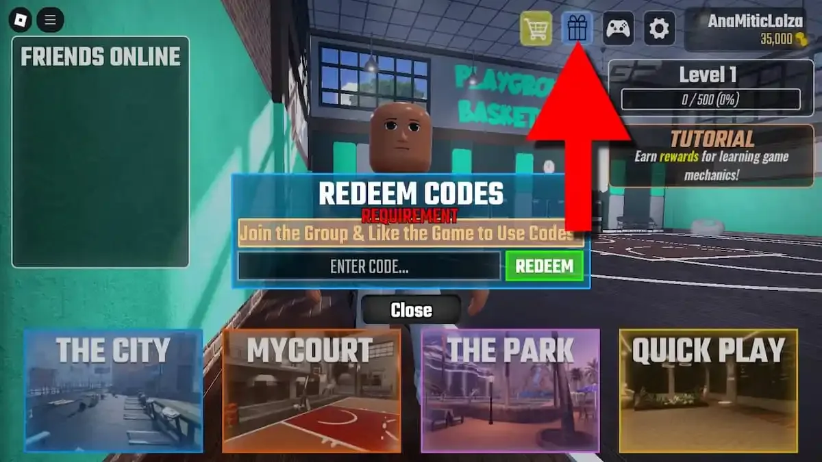 How to redeem codes in Playground Basketball