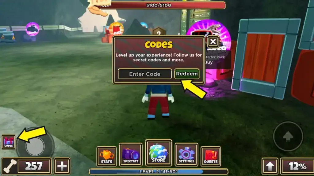 How to redeem codes in Primal Pursuit