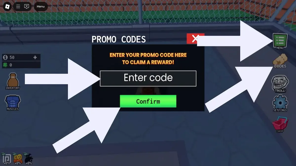 How to redeem codes in Prison Pump