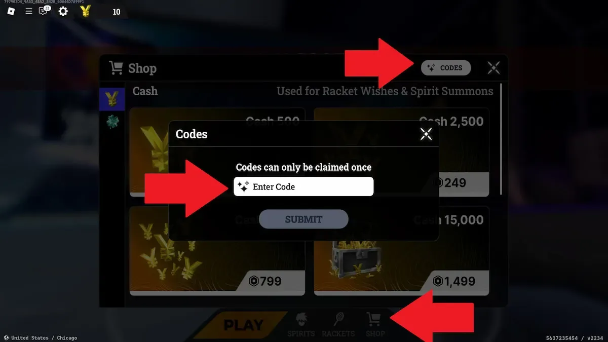 How to redeem codes in Racket Rivals