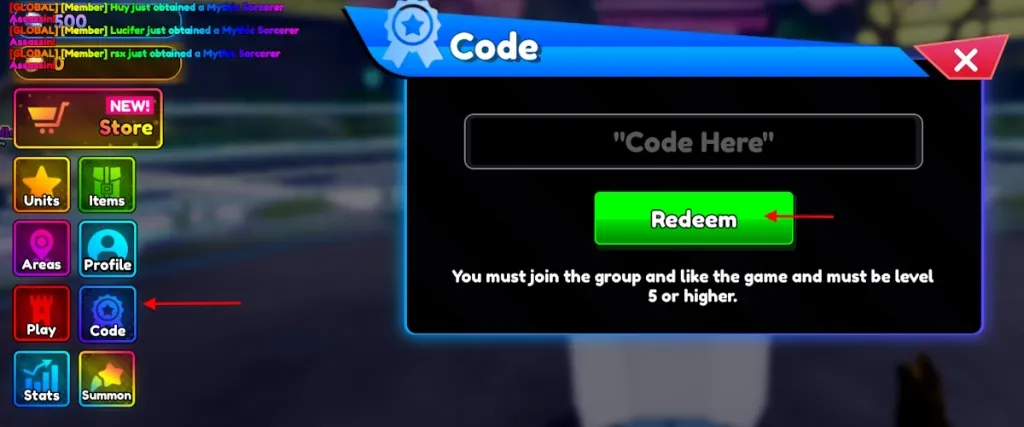 How to redeem codes in Re:Rangers X