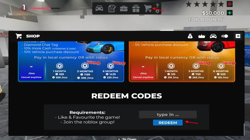 How to redeem codes in Roanoke VA Driving RP