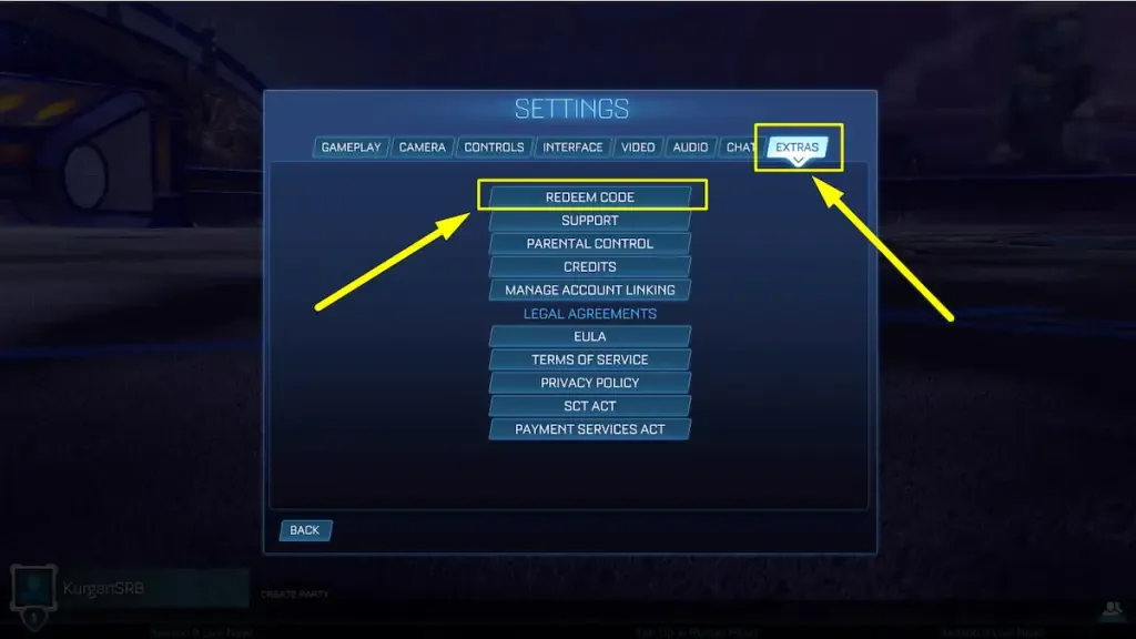 How to redeem codes in Rocket League