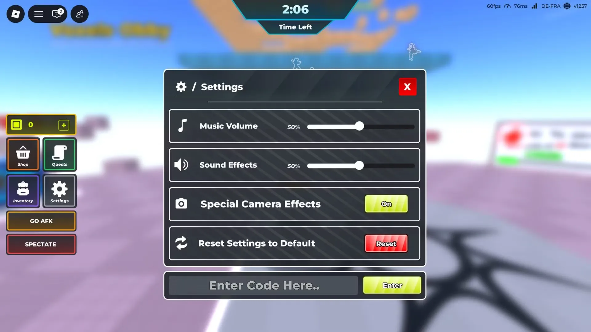 How to redeem codes in Rocket Spleef