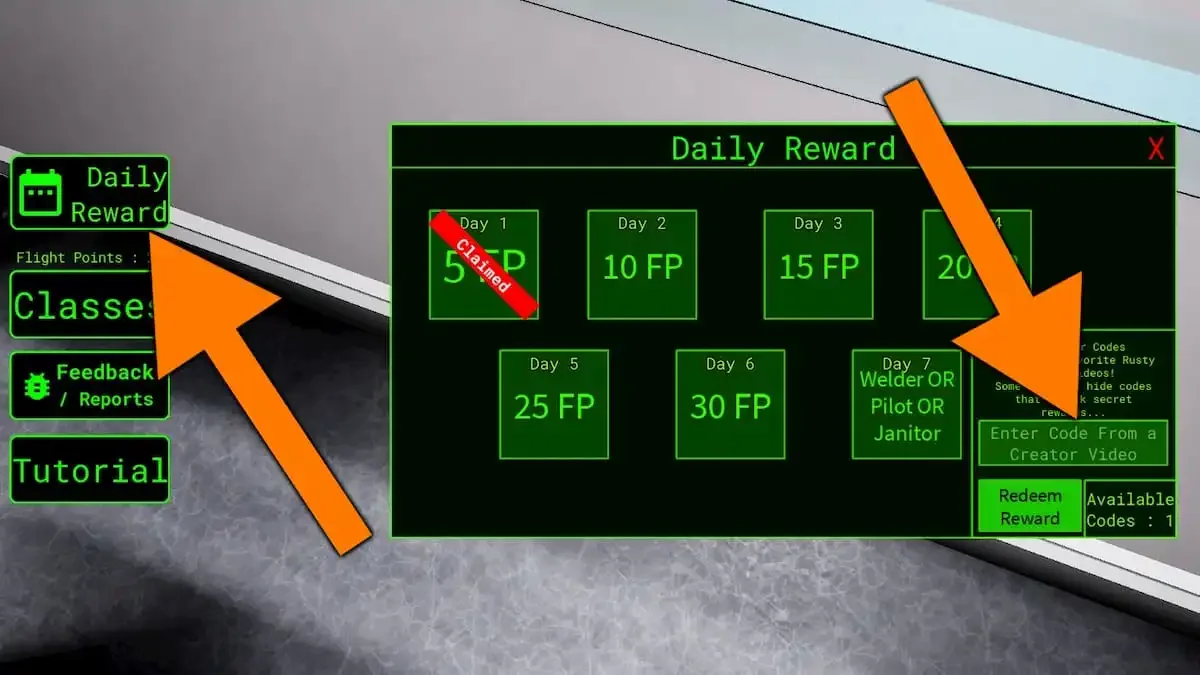 How to redeem codes in Rusty Plane
