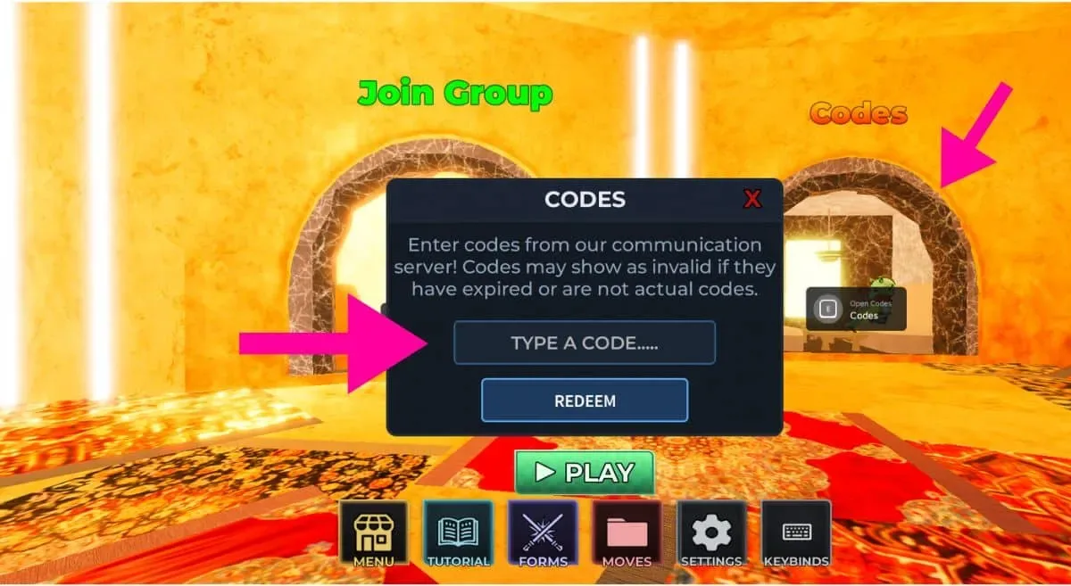 How to redeem codes in Saber Unbound