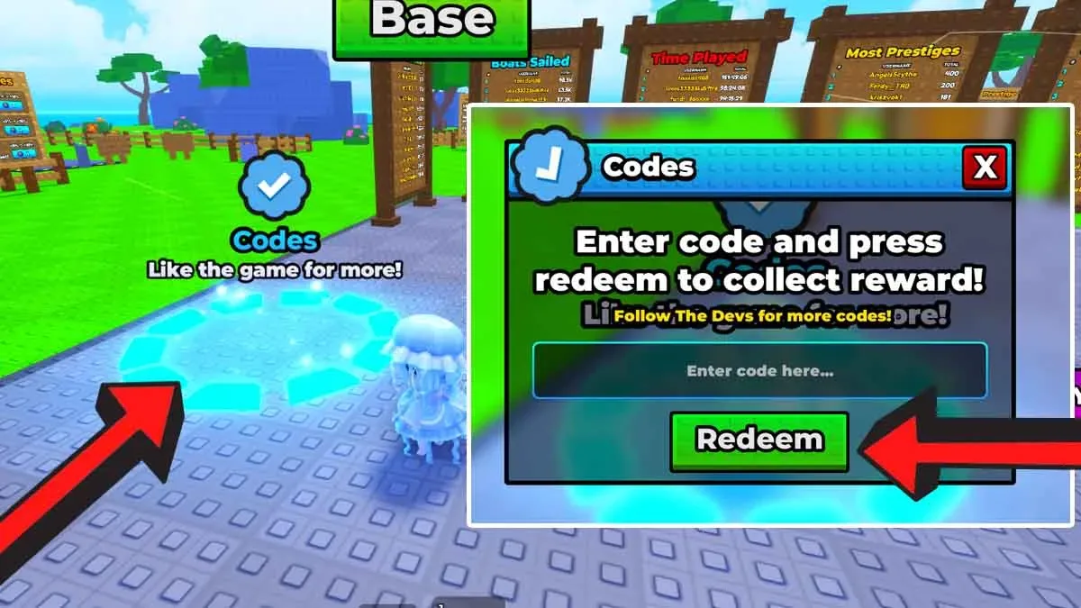 How to redeem codes in Sail Your Boat