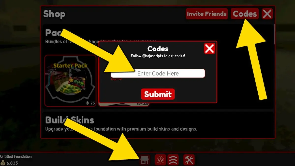 How to redeem codes in SCP Architect X