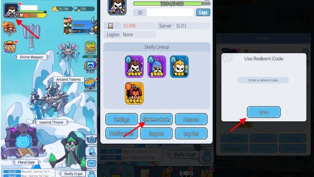 How to redeem codes in Skull Up