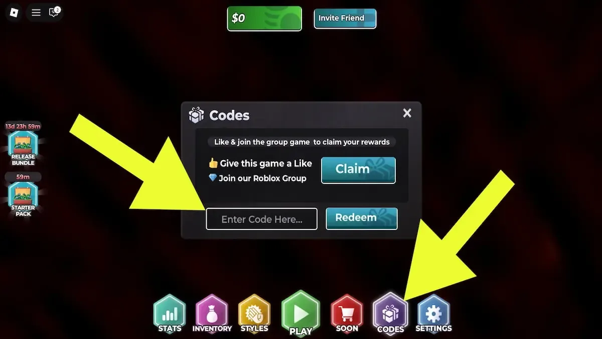 How to redeem codes in Slap