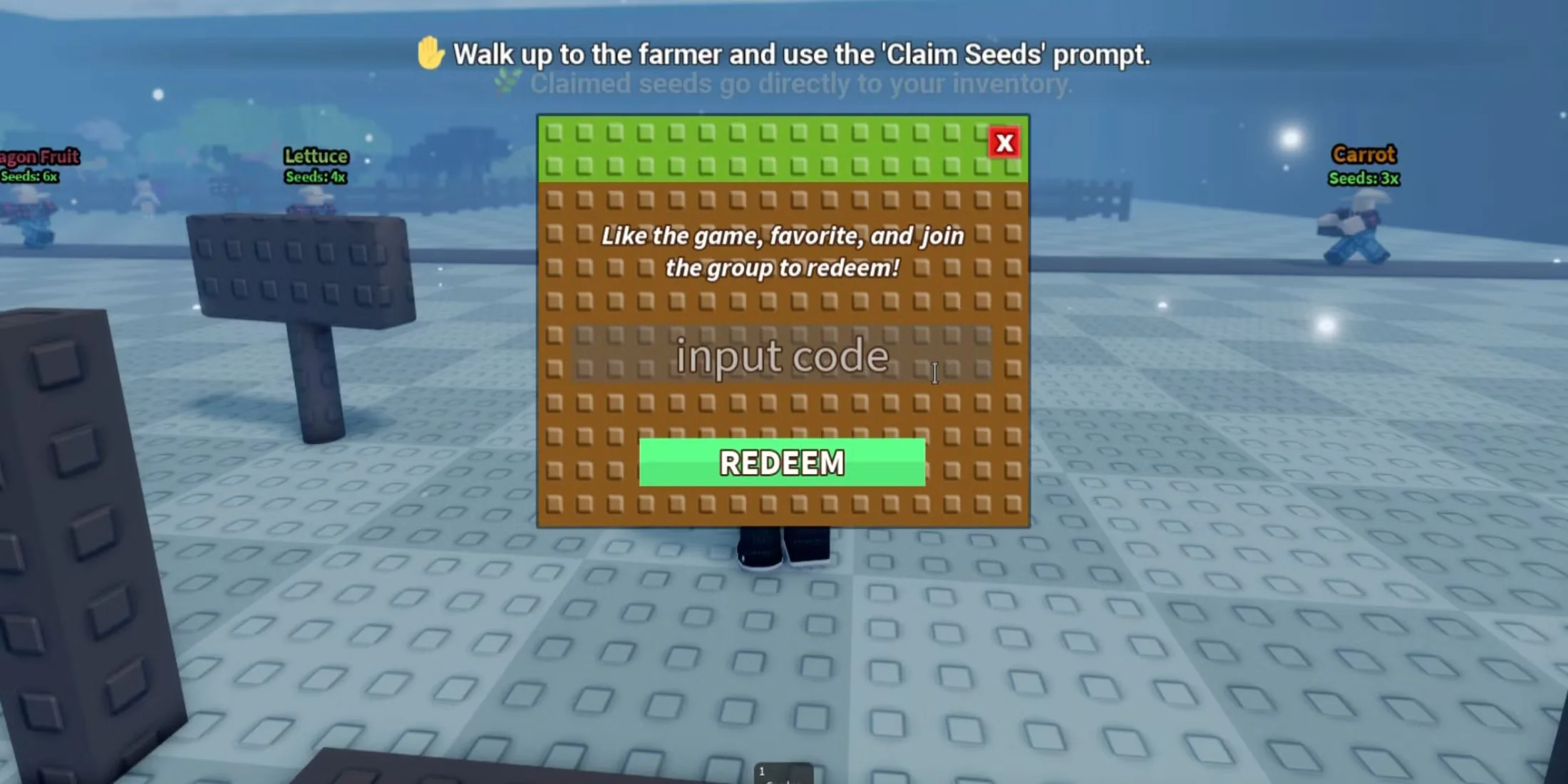 How to redeem codes in Snatch a Seed