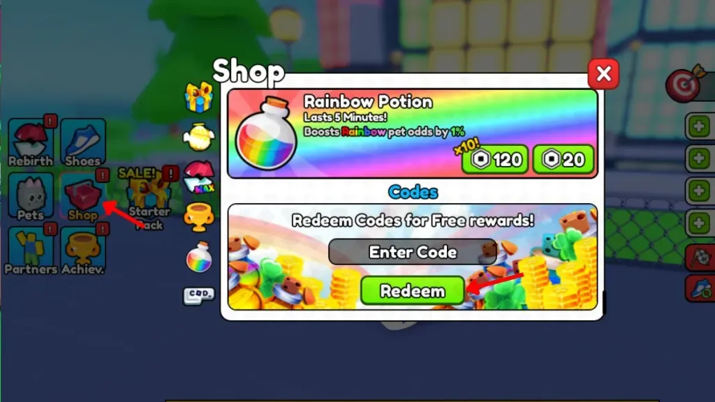 How to redeem codes in Speed Training