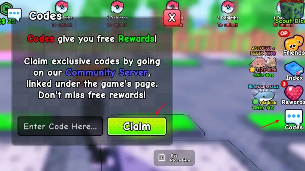 How to redeem codes in Spin a Fem