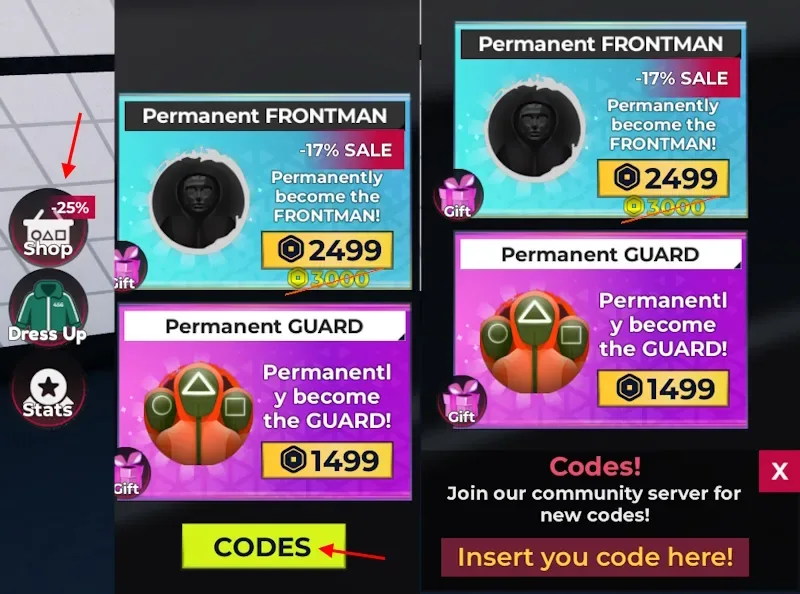 How to redeem codes in Squid Game X