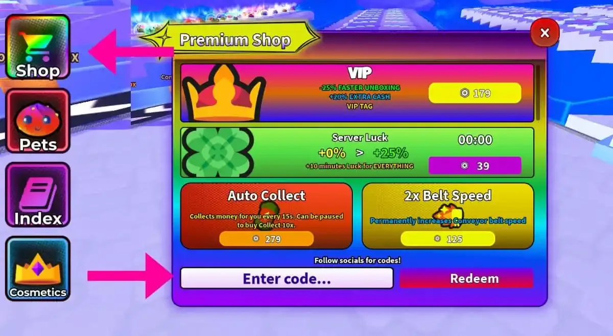 How to redeem codes in Squishy Dumpling Unboxing