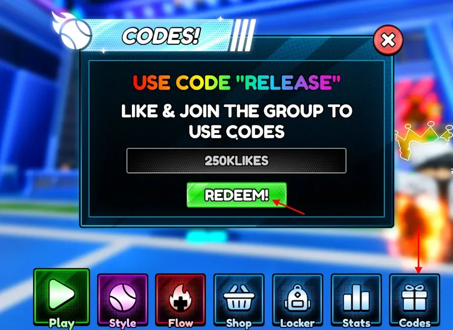 How to redeem codes in Tennis Zero