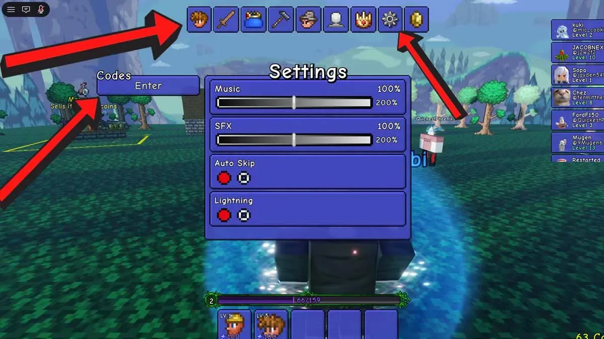 How to redeem codes in Terraria Tower Defense