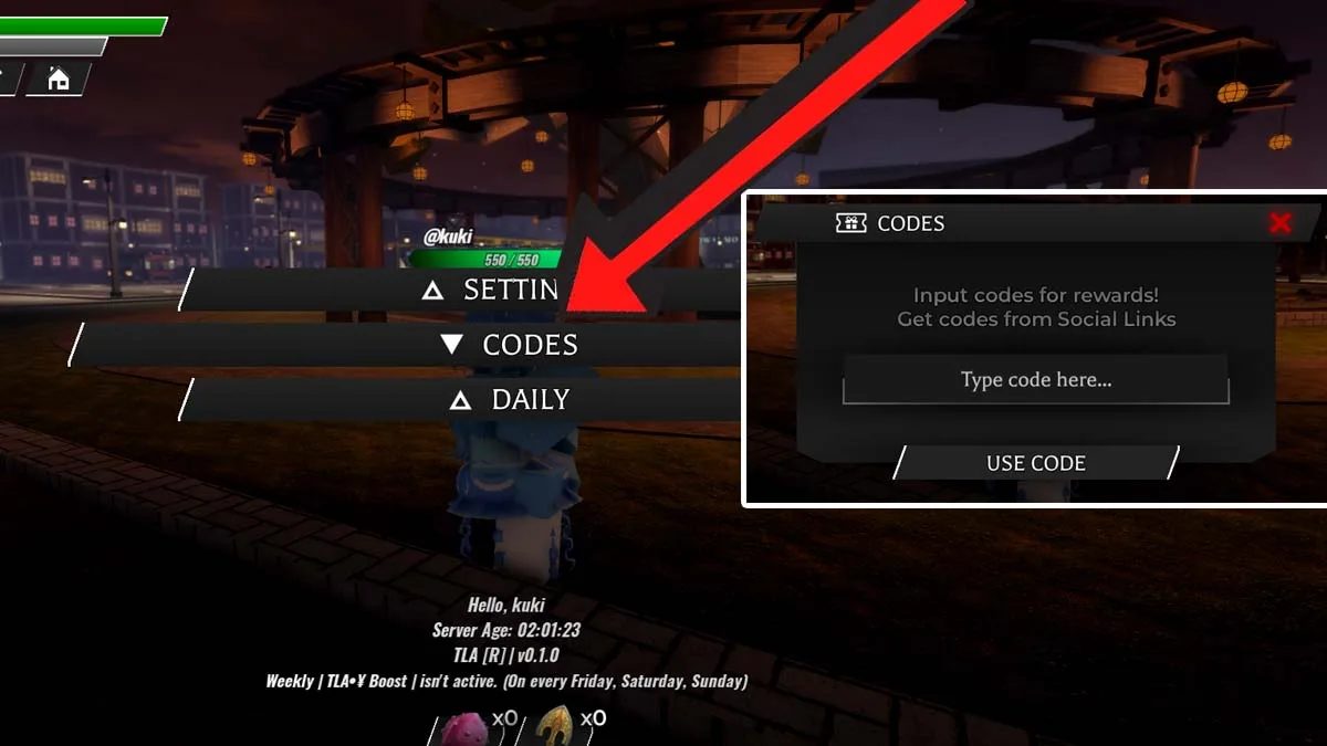 How to redeem codes in The Lost Adventures