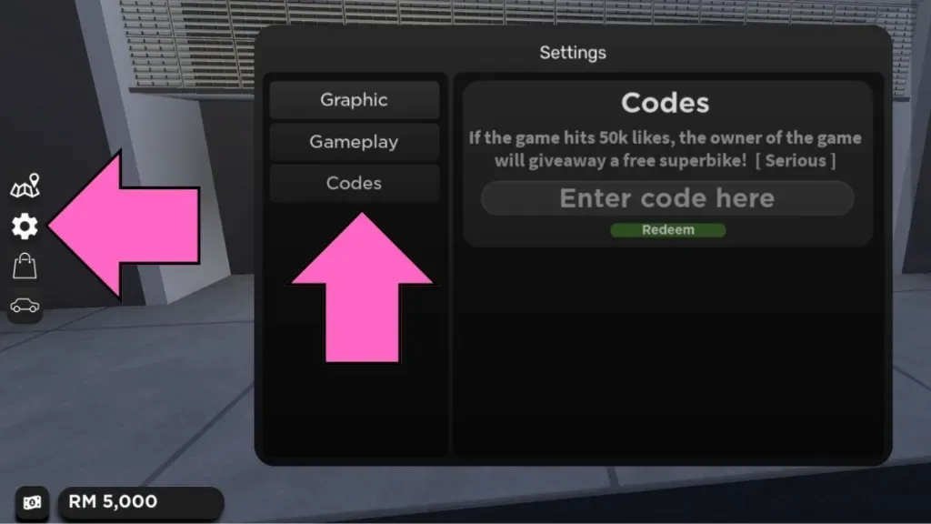 How to redeem codes in The Ride