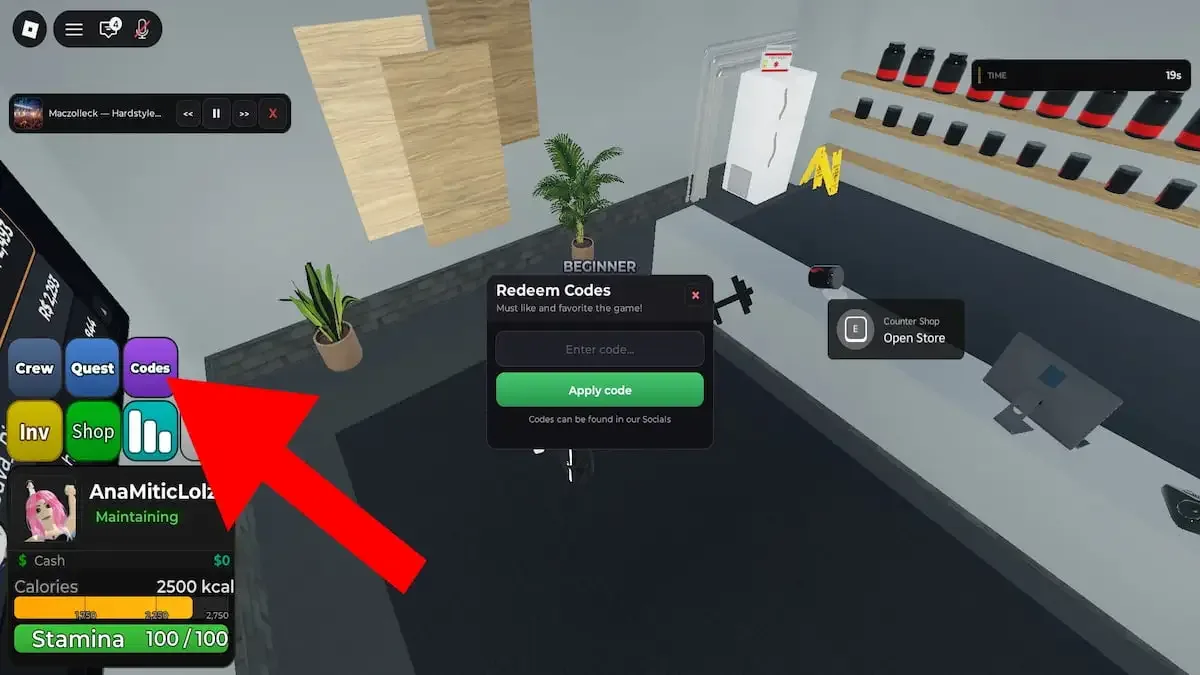 How to redeem codes in Ultimate Gym Game