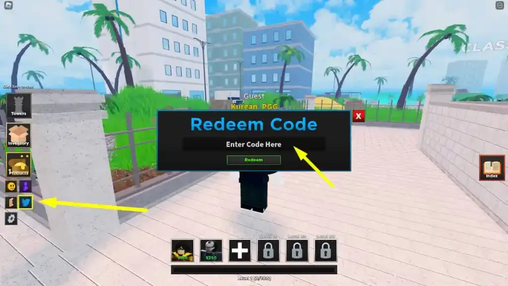 How to redeem codes in Ultimate Tower Defense