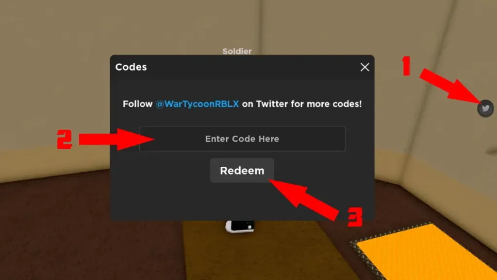 How to redeem codes in War Tycoon