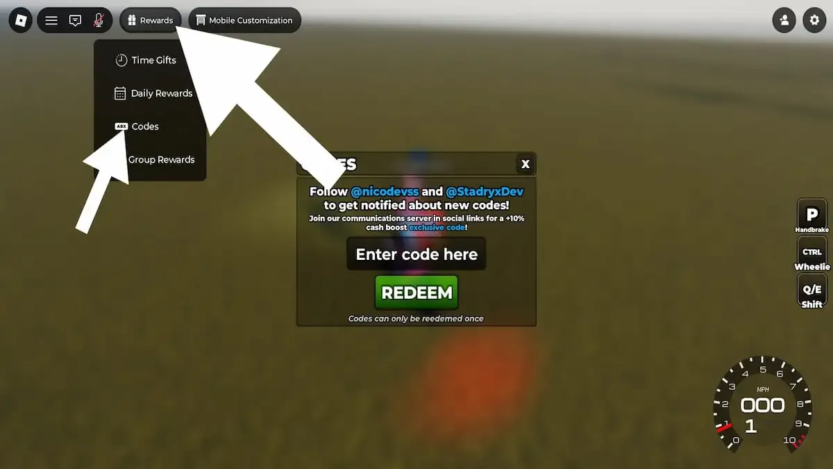 How to redeem codes in Wheelie District
