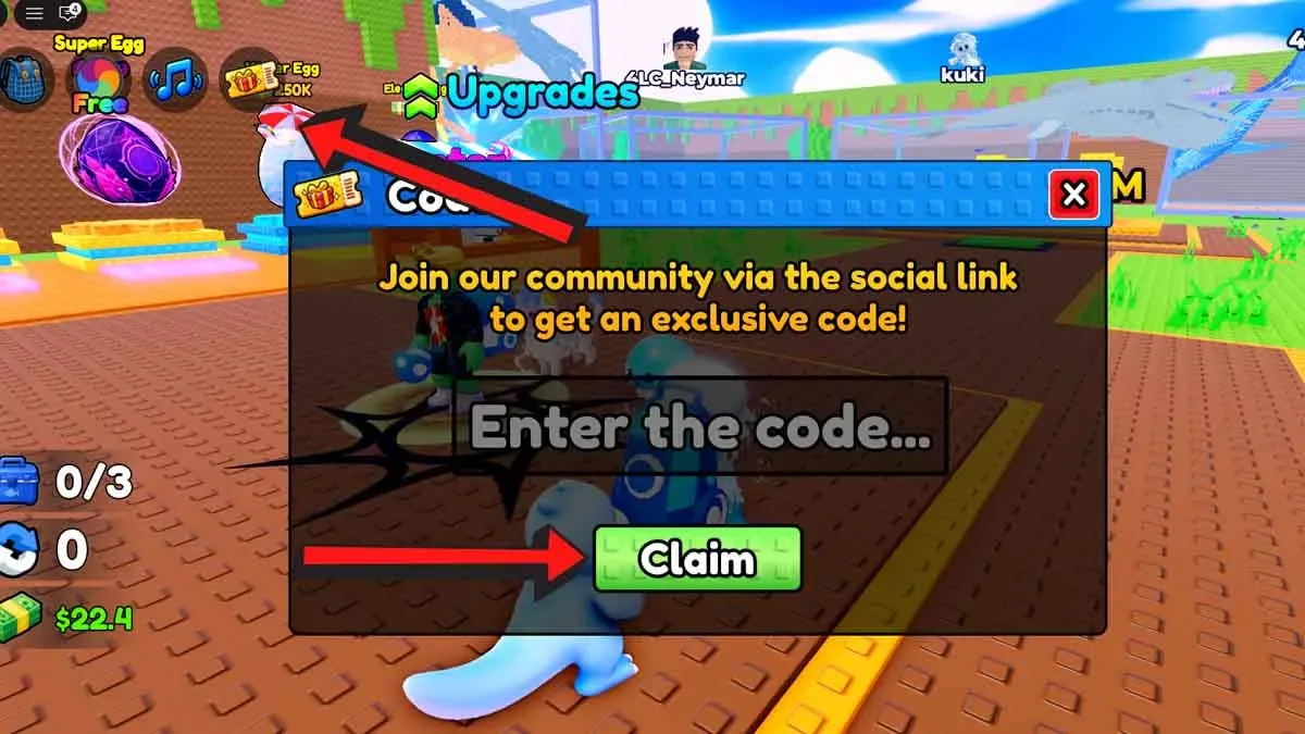 How to redeem codes in +1 Drain Water Per Click