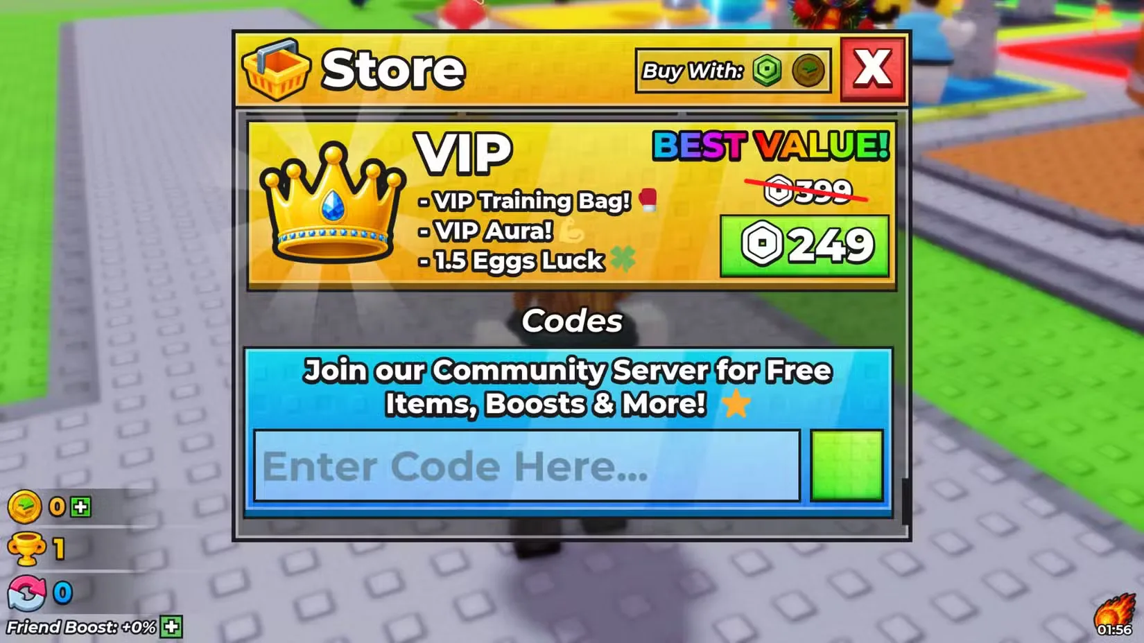 How to redeem codes in +1 Muscle Evolution