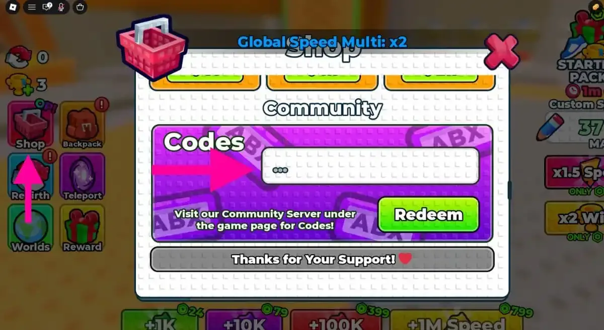How to redeem codes in +1 Speed Monkey Escape