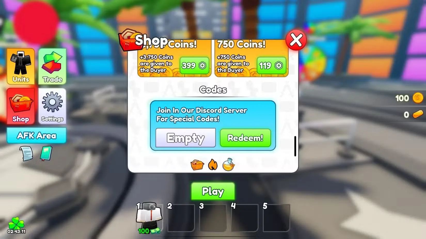 How to redeem codes in Alliance Tower Defense