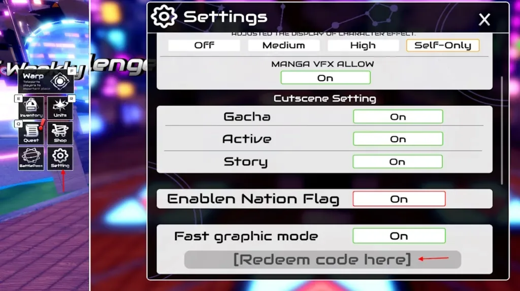 How to redeem codes in Anime World Tower Defense