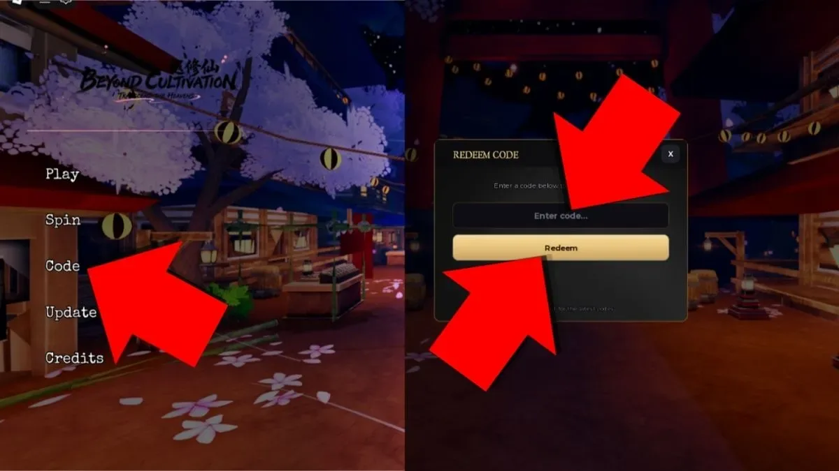 How to redeem codes in Beyond Cultivation