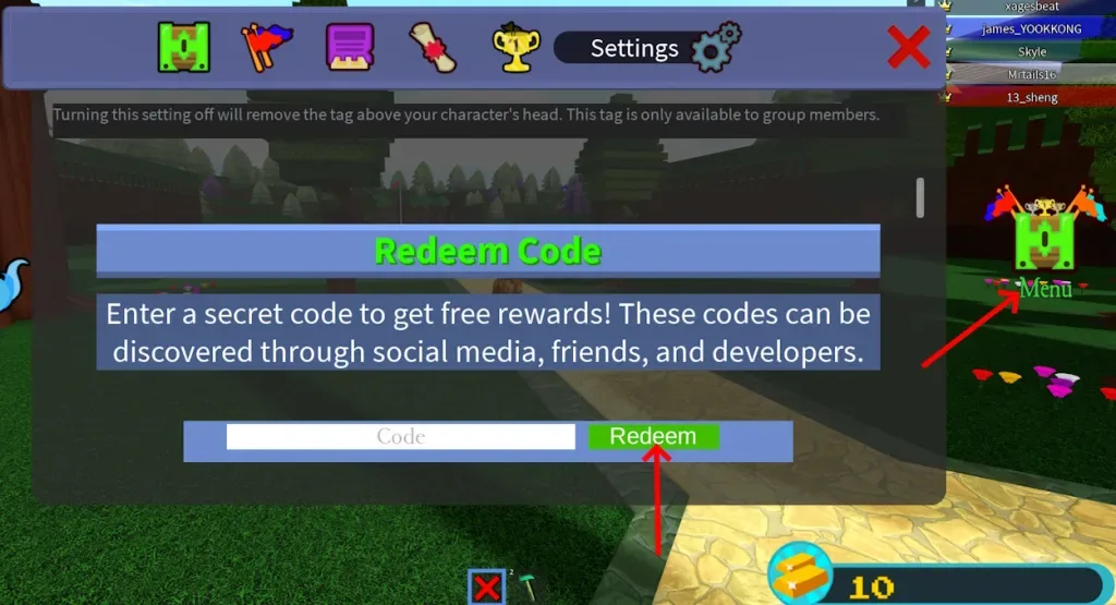 How to redeem codes in Build a Boat for Treasure