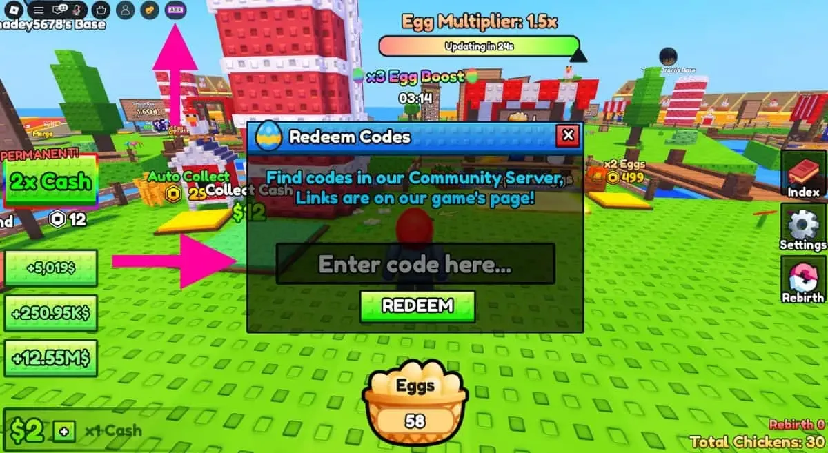 How to redeem codes in Chicken Farm