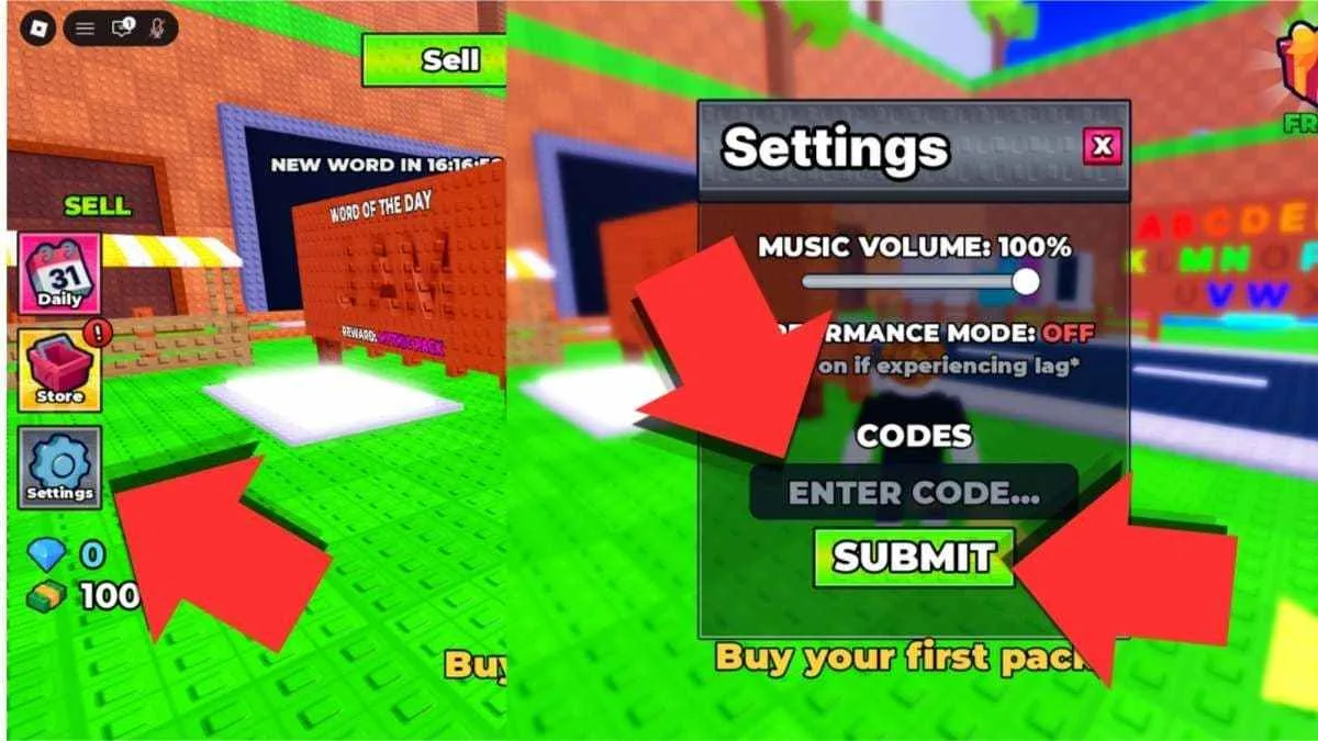 How to redeem codes in Collect The Alphabet