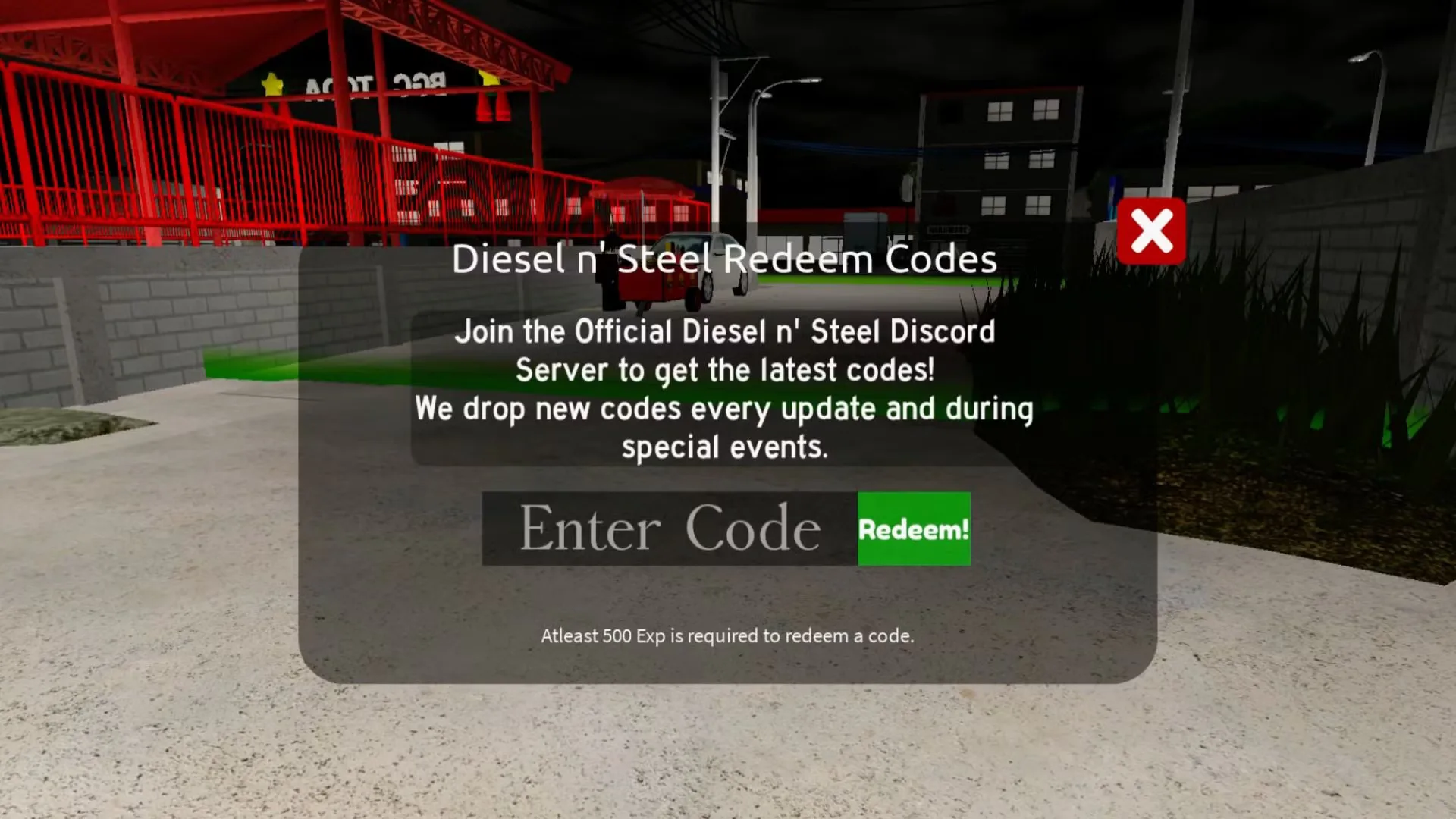 How to redeem codes in Diesel n’ Steel