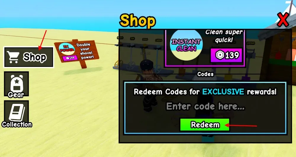 How to redeem codes in Dig and Clean