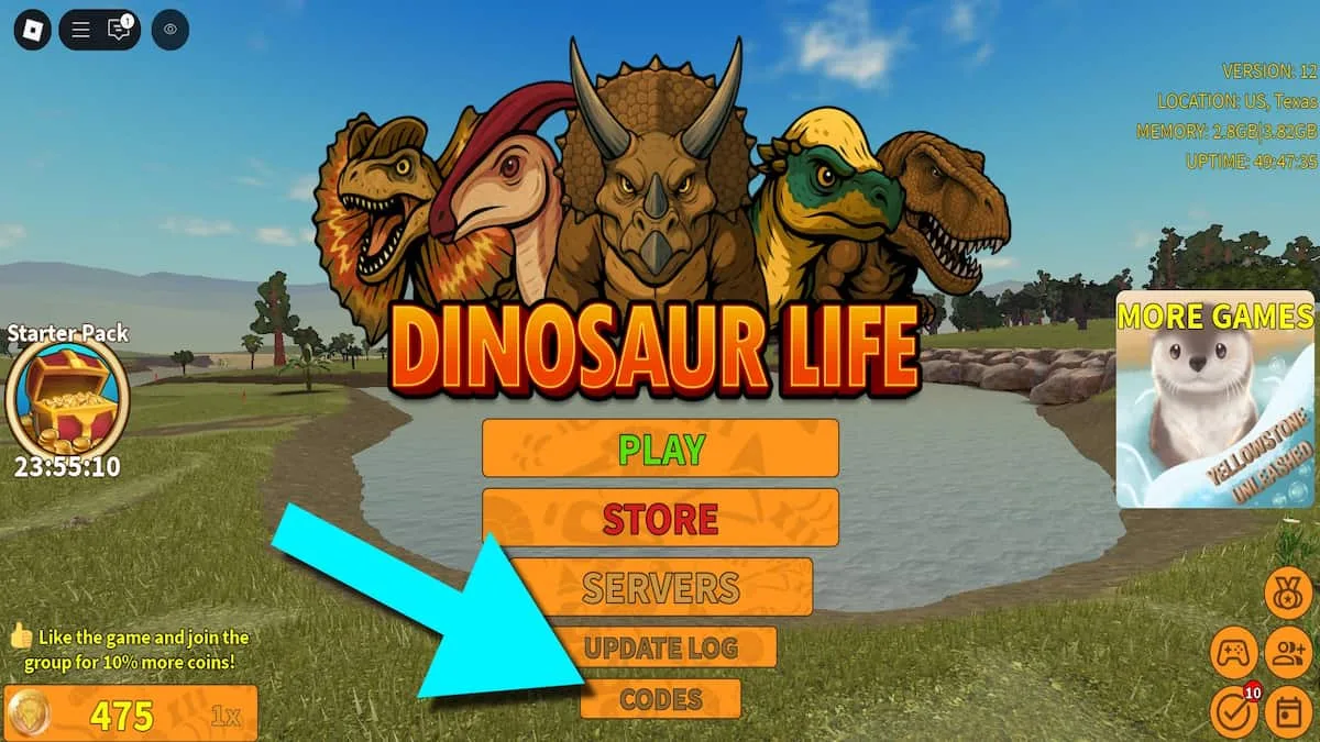 How to redeem codes in Dinosaur Life
